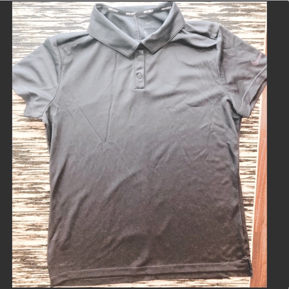 Women’s Nike Golf Gray Button Up Dri Fit Short Sleeve Shirt Polo Golf Tee
